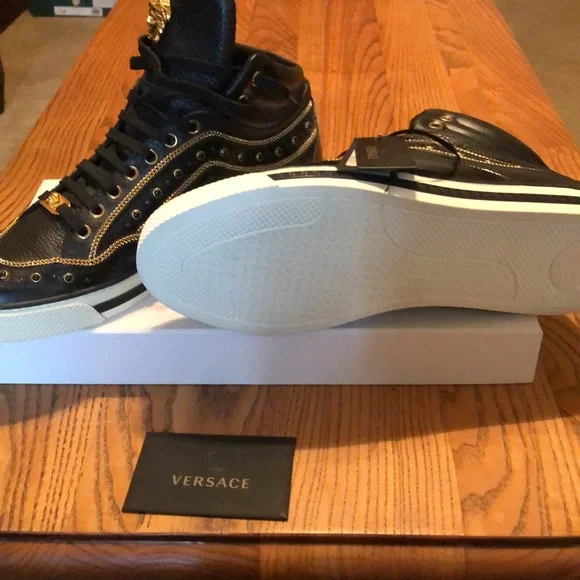 Versace first jewel high top sneakers black and gold - www  display picture 2
